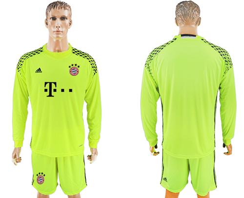 Bayern Munchen Blank Shiny Green Goalkeeper Long Sleeves Soccer Club Jersey - Click Image to Close
